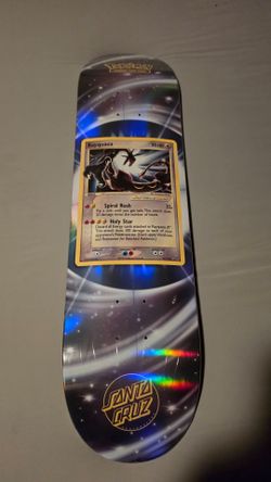 Santa Cruz X Pokémon Trading Card Game Rayquaza Gold Star Skateboard deck