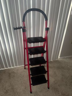 5-Step Folding Step Ladder Red and Black