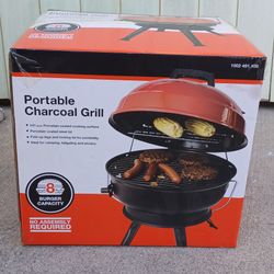 PORTABLE  CHARCOAL  GRILL  NEW  IN  THE  BOX   14"  WIDE   X   6"  HEIGHT 