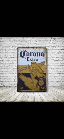 Corona Vintage Style Antique Collectible Tin Metal Sign Wall Decor