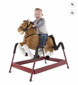 Brand New Happy Trails Brown Spring Rocking Horse Ride-On Toy with Sounds