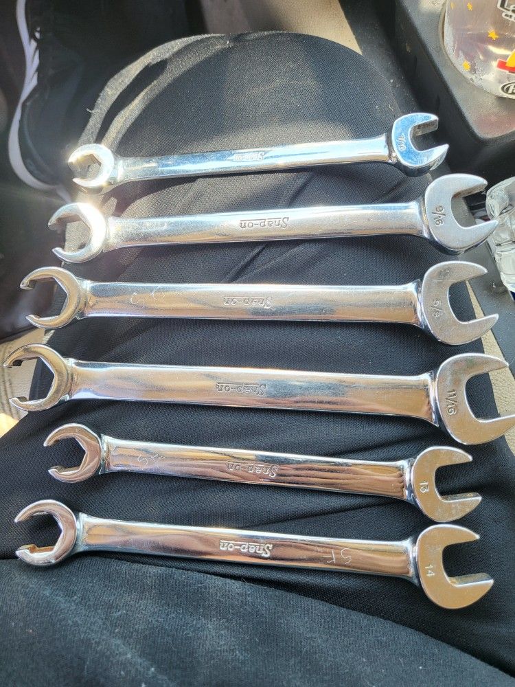 Snap-On USA 6pc Flare Nut Combination Wrench Lot Set,RXS22 RXS20, RXS18, RXS14, RXSm14,RXSM13