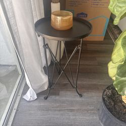 Anthropologie Black Metal Accent Table / Side Table
