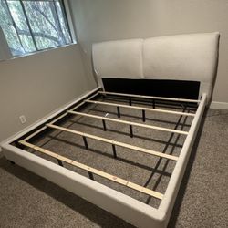 Cream Boucle King Bed frame 