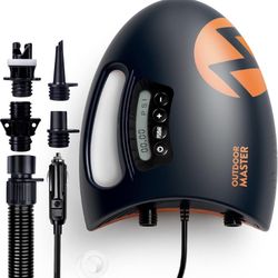 OutdoorMaster 20PSI High Pressure SUP Air Pump The Shark - Intelligent Dual Stage Inflation & Auto-Off Feature, Deflation Function, 12V DC Car Connect