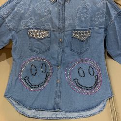 Bear Emoji Rhinestone Denim ONESIZE 