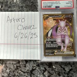 2025 POKEMON DESTINED RIVALS #240 TEAM ROCKET'S MEWTWO EX PSA 10