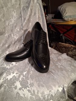 Black Leather Wingtip Brogue Dress Shoes
