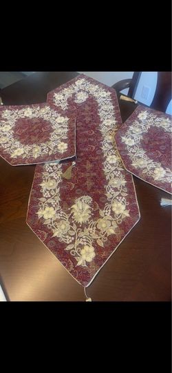37”( length) 12”5”( width) 19” ( Length)13” ( Width) beautiful hand made traditional, Persian decorative termeh pattern table cloth 3 pieces