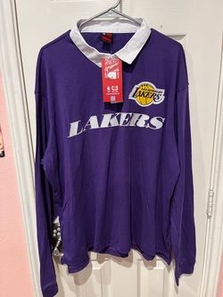NEW NBA Official Los Angeles Lakers Long Sleeve Button Purple Shirt w/Embroidered Logo