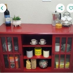 2 Door Cabinet with Glass Doors and Shelves