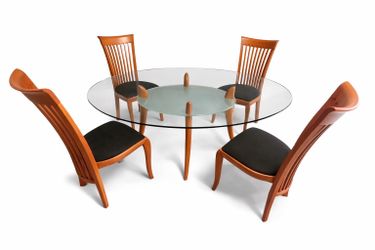 Italian Dining table with glass top & 4 chairs (purchased from Copenhagen Furniture Store).