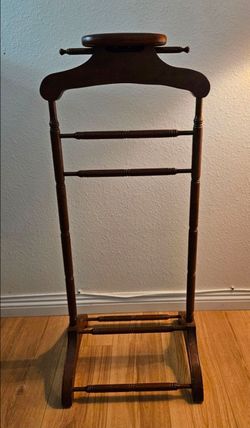 Vintage Valet Standing Butler Wooden Valet Caddy Standing Oak Garment Rack
