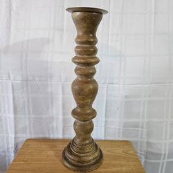 Wooden pedestal candle holder 21" tall.