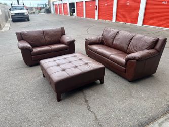 3 piece Italian leather sofas and ottoman