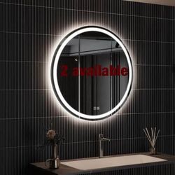 HOMEIBRO 32 in. W x 32 in. H Round Frameless LED Light with 3-Color and Anti-Fog Wall Mounted Bathroom