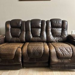 Leather Couch W/ Automatic Adjustable Buttons 