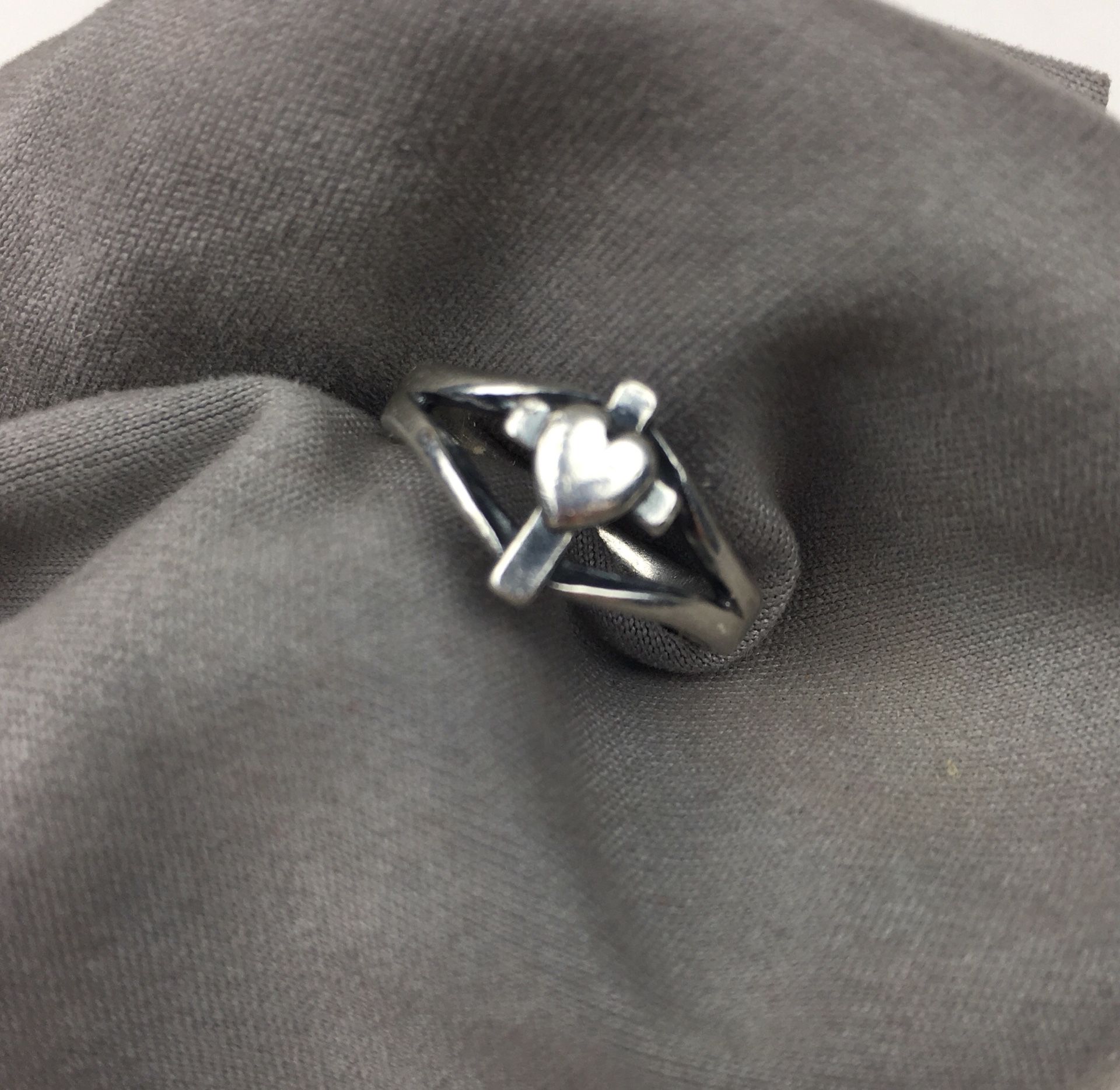James Avery Cross with Heart Ring Size 5.5