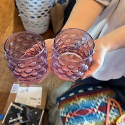 2 Purple Textured Glasses