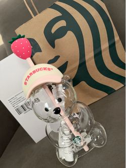 Starbucks pink bearista glass cup