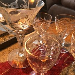 Beautiful Antique Genuine Crystal Glass Set with Cut Designs