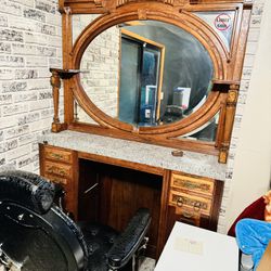 Barber Chair And Antique Backbar
