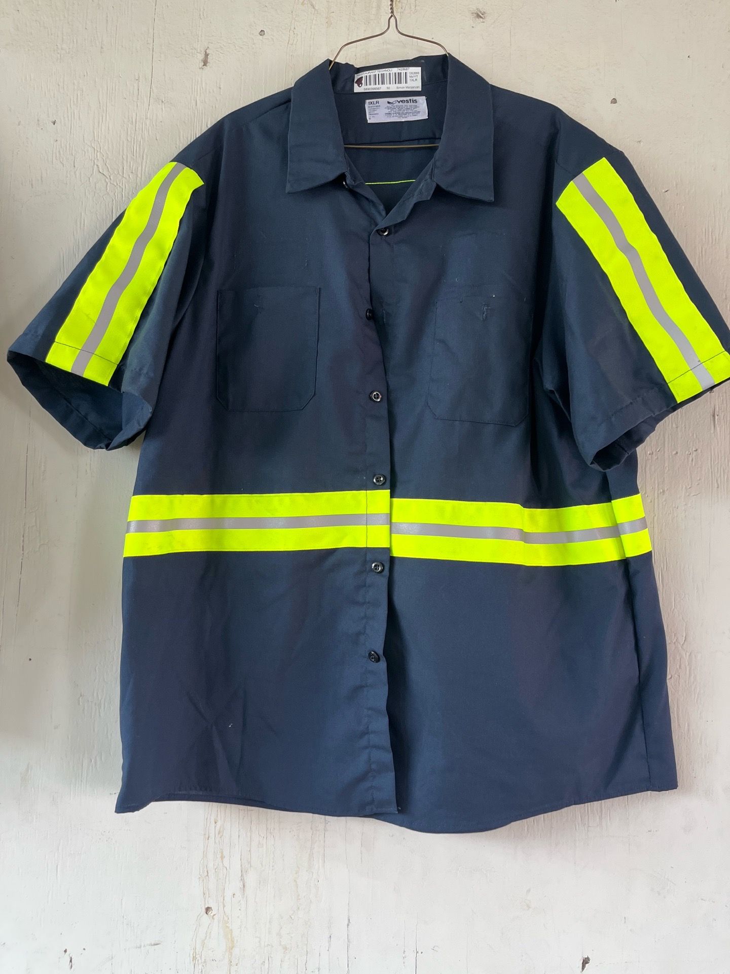 Camisa con Reflector Manga Corta Size XL Color Dark Navy Marca Vestis