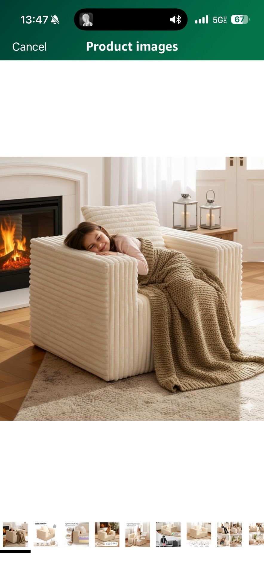 Single Cloud Sofa, Giant Bean Bag Chair with High Backrest & Wider Armrest, Foam Boneless Couch for Small Spaces, Comfy Furry Sofas with Pillows for L