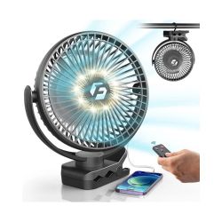 Korbot 8-inch Clip on Fan - 20000mAh Portable Fan Battery Rechargeable with 3 Speeds and Strong Airflow, USB Fan Small Desk Fan Personal Quiet Fan for