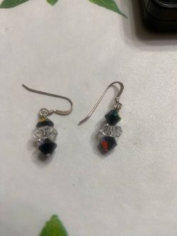 Silver 925 and black earrings