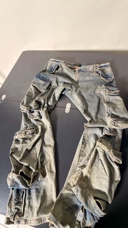 THRT Denim Multi Pocket Cargo Jeans Men’s Size 42 Vintage Wash Y2K Utility