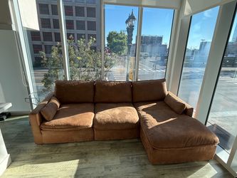 Brown Sectional Sofa with Chaise