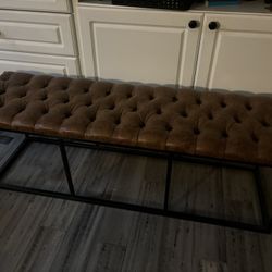 Faux Leather Tufted Bench