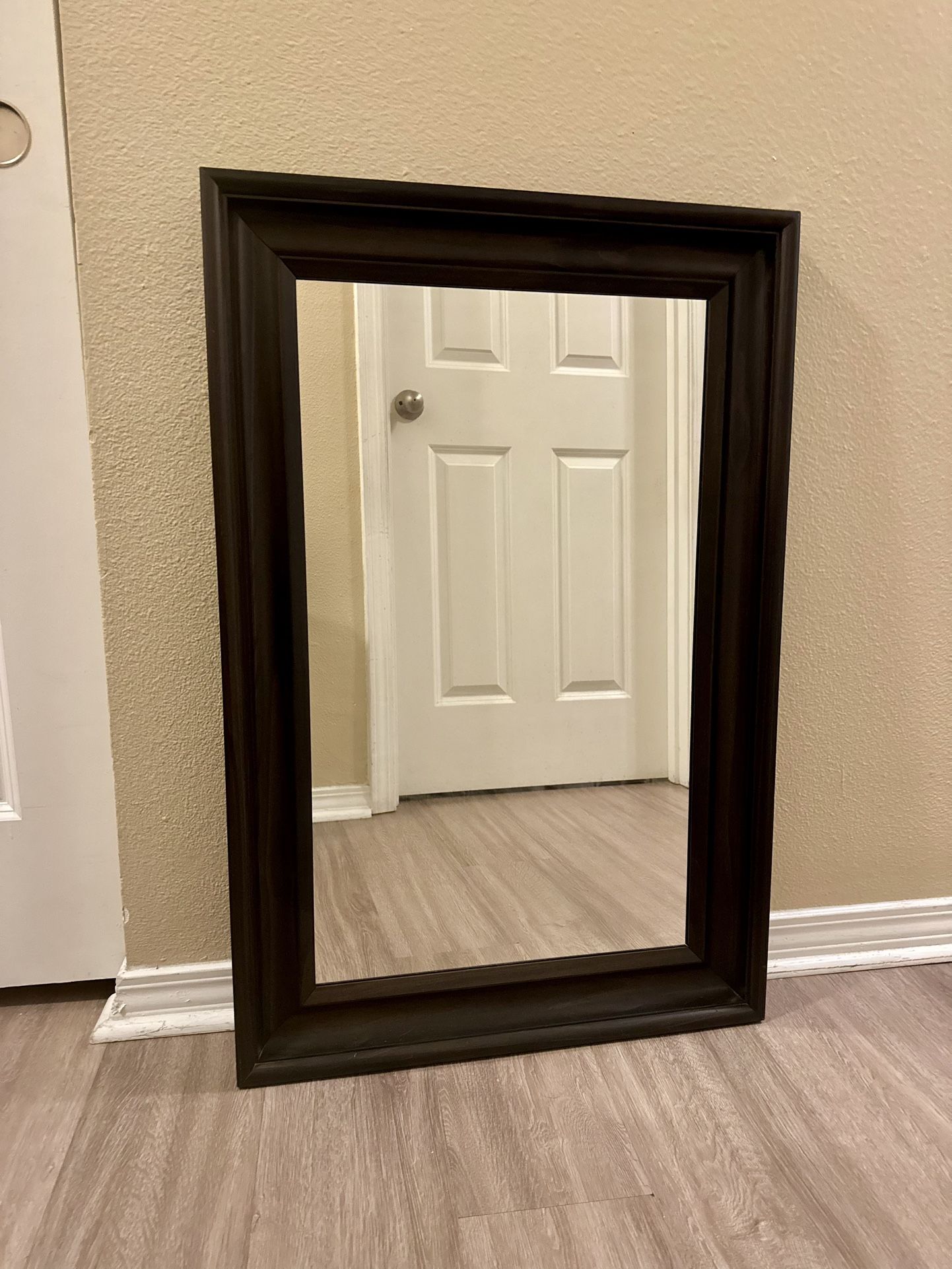 Elegant Dark Wood Wall Mirror 23.5x35.5”