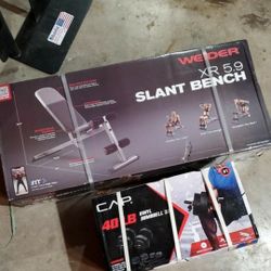 New Cap Slant Bench And  40lb Barbell Set