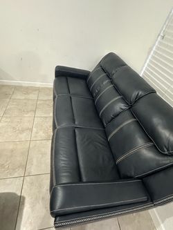 Dark blue Leather Reclining Living Room Set (Sofa, Loveseat, & Chair)