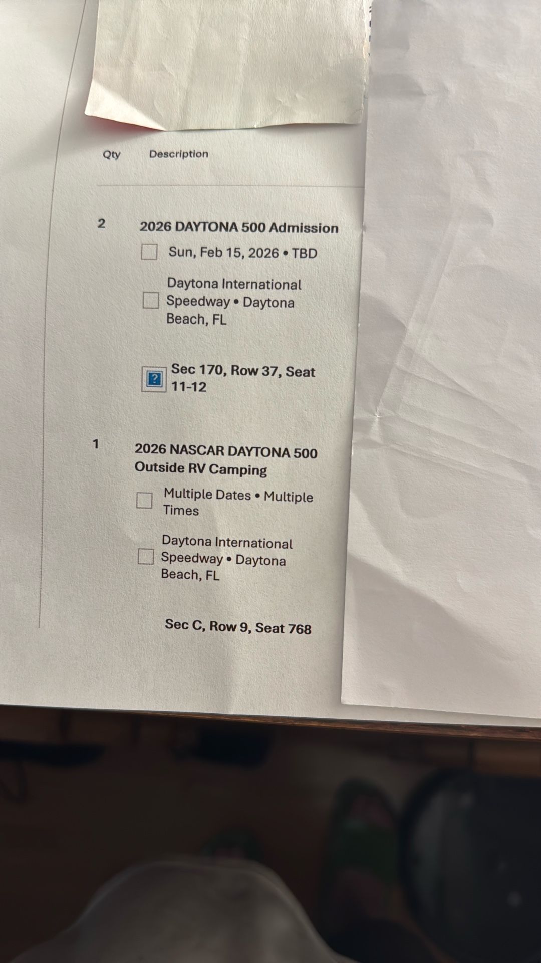 Daytona 500 2 Tickets Plus Campsite