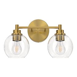 VONLUCE Bathroom Light Fixtures, 2-Light Vanity Light with Globe Glass Shades E26 Sockets, Bathroom Lights Over Mirror for Bedroom Hallway Living Room