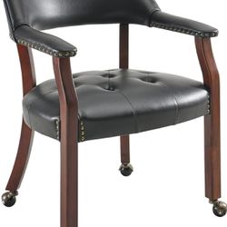  LEEMTORIG Store Large Dining Chairs with Casters and Arms, Rolling Dining Chairs with Wheels, Accent Game Chairs Boss Caption's Chairs, 26" D x 25.2"