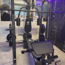 Vesta Fitness Smith Machine 1001 w/Bench Attachment | 245lb Cast Iron Olympic Weights | 7ft Olympic Bar | Fitness | Gym Equipment | FREE DELIVERY 🚚 