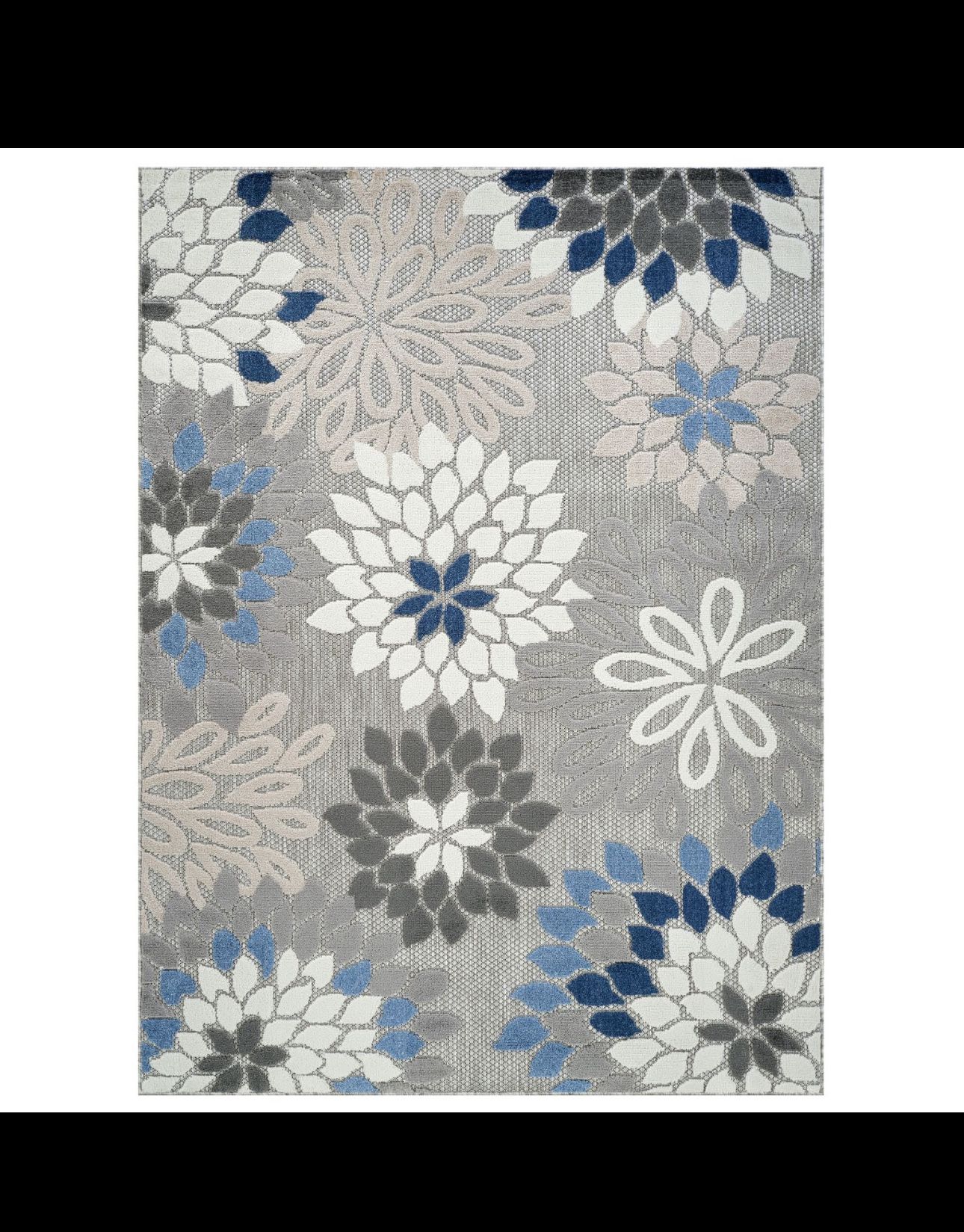 8/10 Outdoor I Door Flora Blue Gray Rug