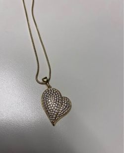 Gold-Tone Pavé Heart Pendant Necklace