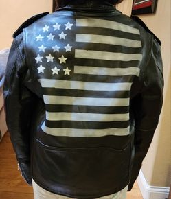 US Flag Biker's Leather Jacket