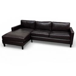 Brown Leather L-shape Couch - Like  New - $600