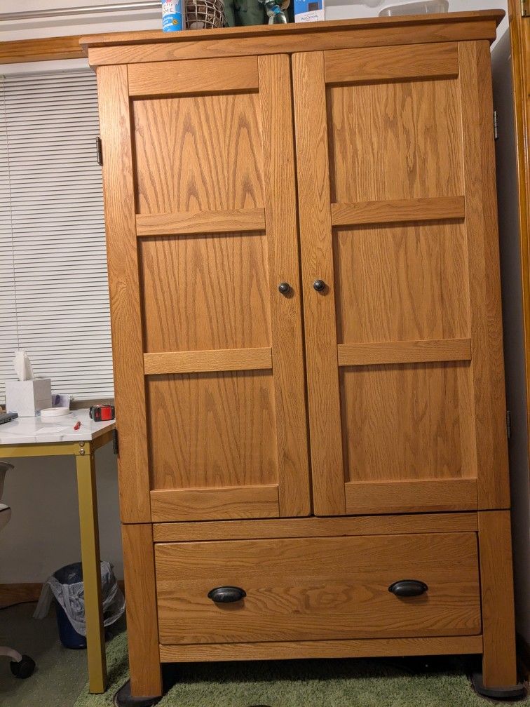 Versatile Solid Oak Storage Armoire / Cabinet