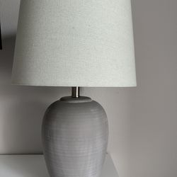 Modern Grey Ceramic Table Lamp with Fabric Shade – Excellent Condition