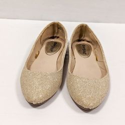 BAMBOO Women's Ballet Flats Shimmery Glittery Gold, Size 6