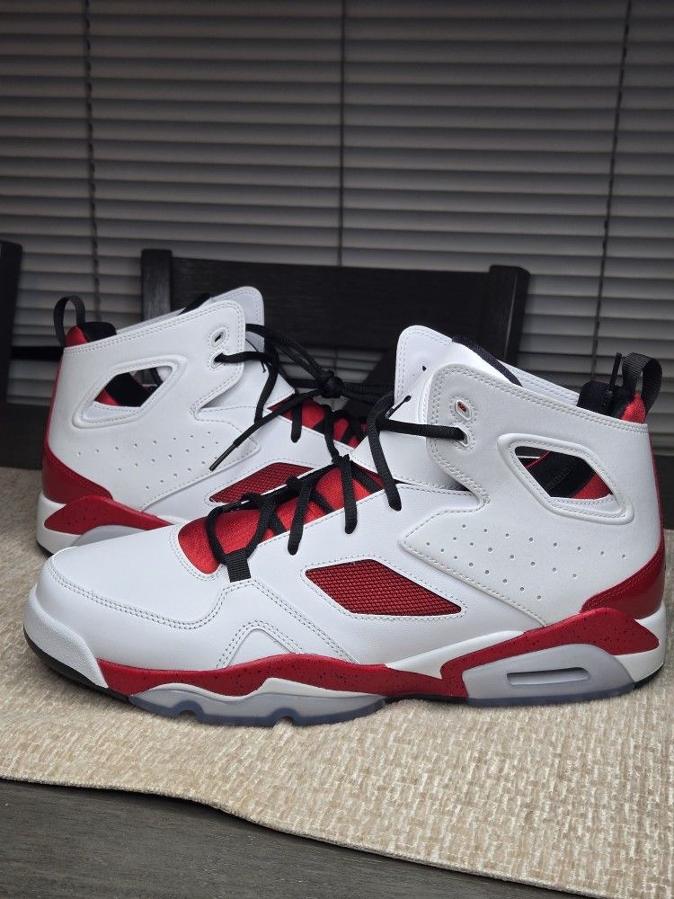 Nike Air Jordan Flight Club 91 White Gym Red Carmine 555475-101 Men's Size 13