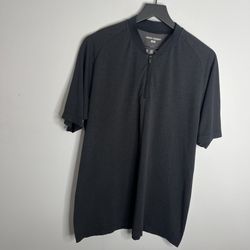 Uniqlo x Roger Federer 1/4 Zip Performance Shirt Mens Large Black Tennis Polka Dot
