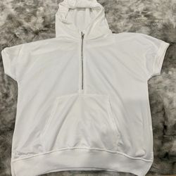 Woman White Top With Hoodie. New 